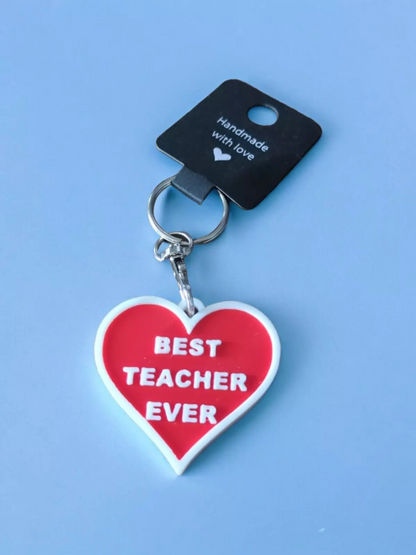 Best Teacher Ever Keyring / Keychain - Heart Shaped