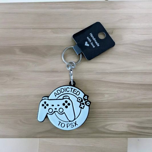 Addicted to PS Gamer Keychain